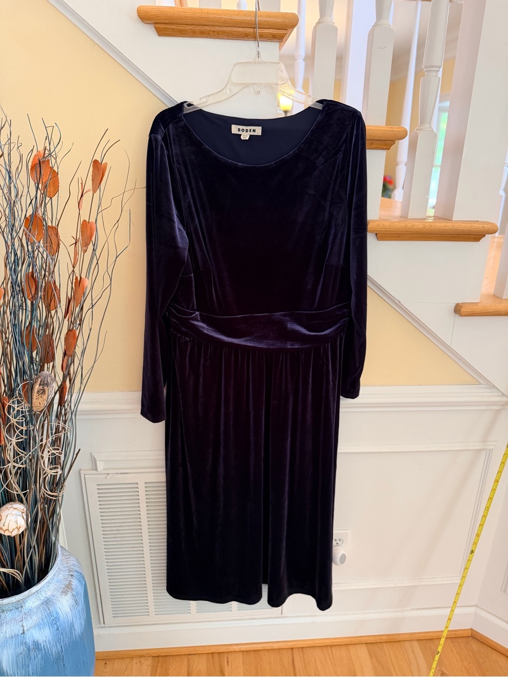 Women's Size 16-18R Boden Long Sleeve Velvet Dress in Deep Plum GUC
